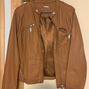 Brown Pleather Jacket with detachable hood